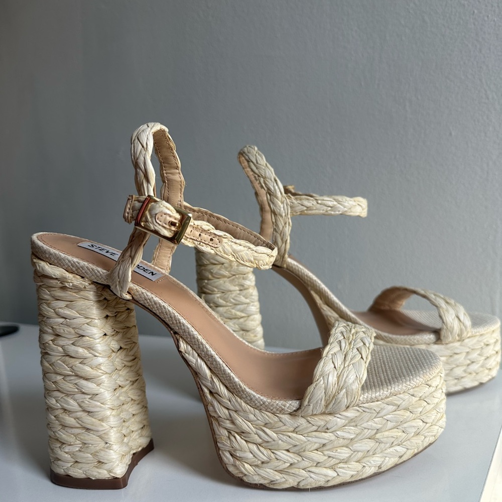 Steve Madden Woven Tan Platform Heels